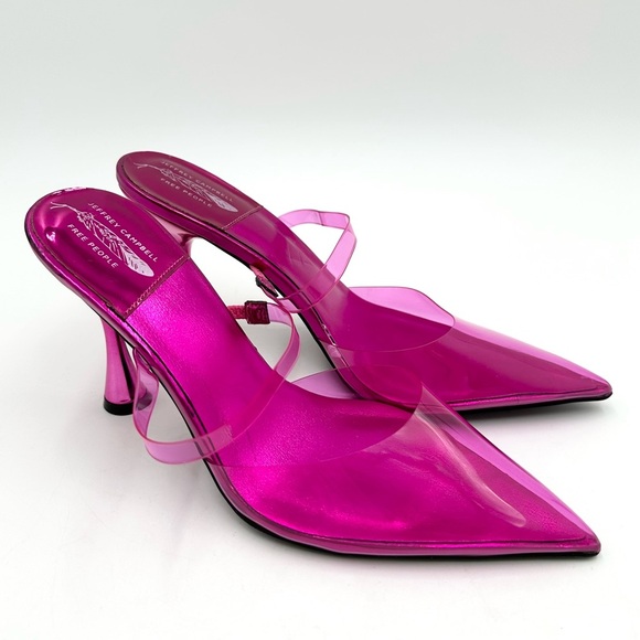 Jeffrey Campbell x Free People Mika Vinyl Heels in Fuchsia - Picture 2 of 10